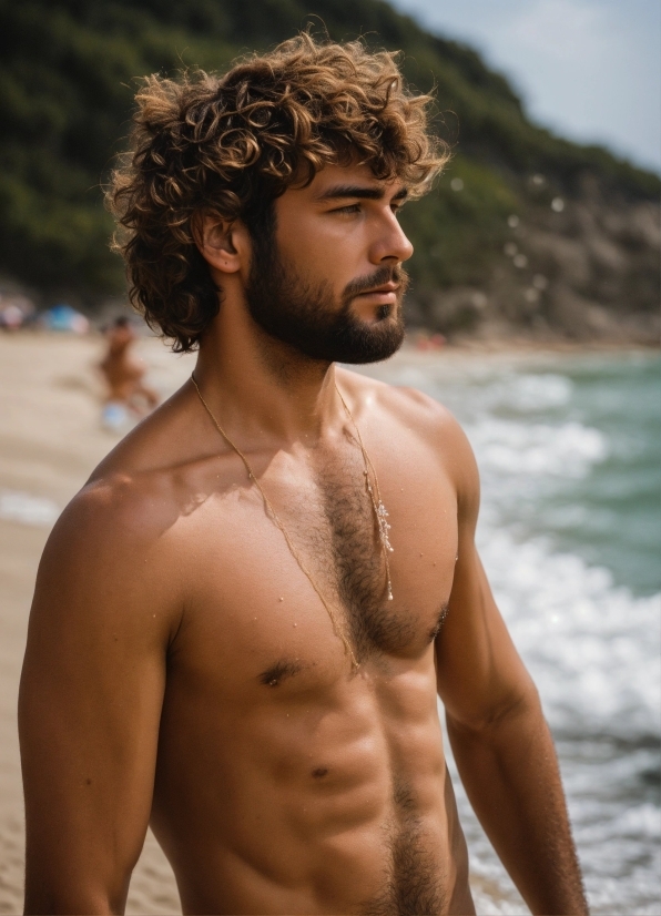 Ai That Extends Images, Water, Chin, Hairstyle, Muscle, Beard