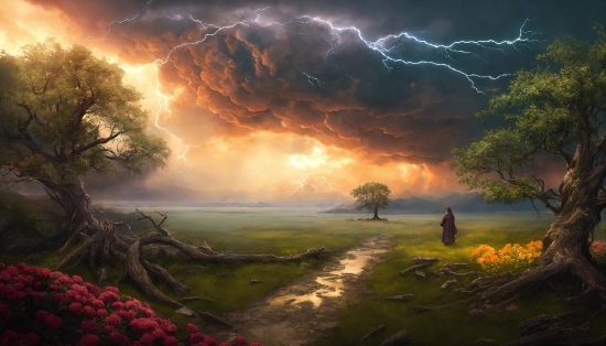 Background For Video Editing, Lightning, Plant, Cloud, Atmosphere, Sky