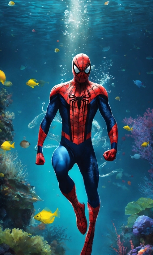 Blue Hd Wallpaper, Water, Organism, Sleeve, Spider-man, Art