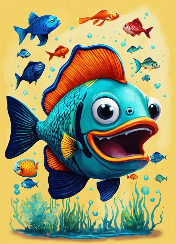 Cartoon Hd Photo, Organism, Art, Fin, Fish, Cartoon