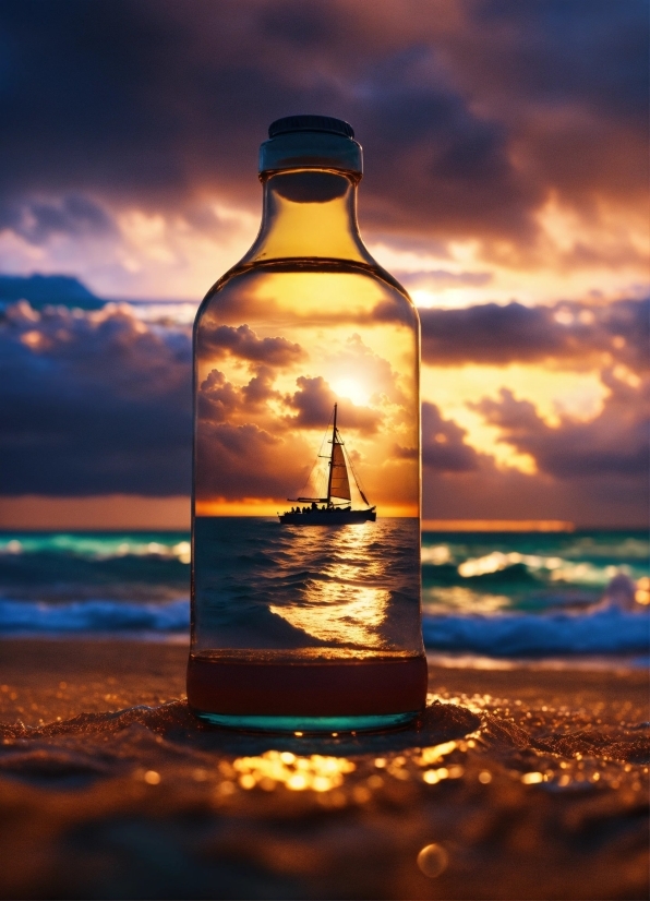 Cloud, Water, Sky, Liquid, Bottle, Nature