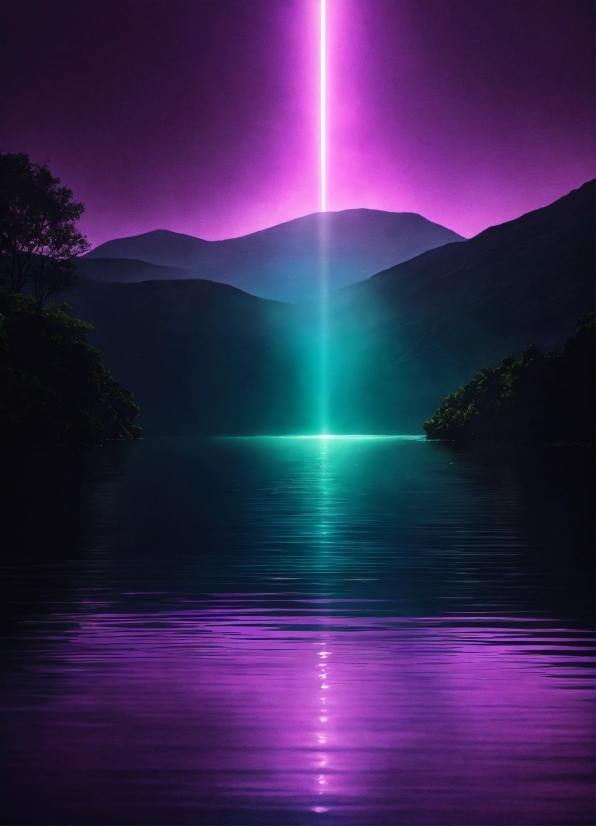 Convert Image To Ai Vector, Water, Atmosphere, Purple, Natural Landscape, Mountain