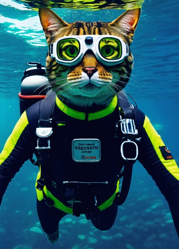 Cool Art Wallpapers, Water, Glasses, Cat, Underwater Diving, Goggles