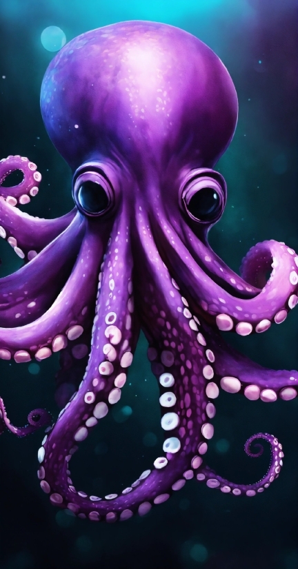 Cool Background Wallpaper, Marine Invertebrates, Light, Purple, Octopus, Cephalopod