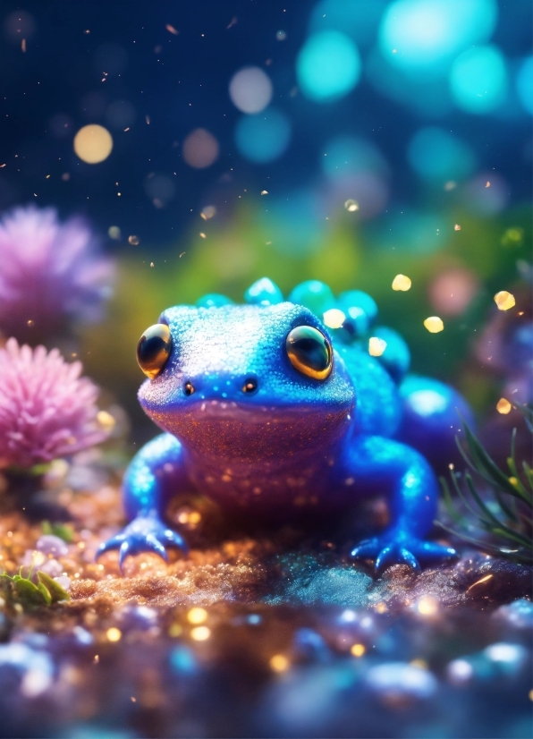 Creative Wallpaper 4k, Light, Nature, Liquid, Frog, Electric Blue