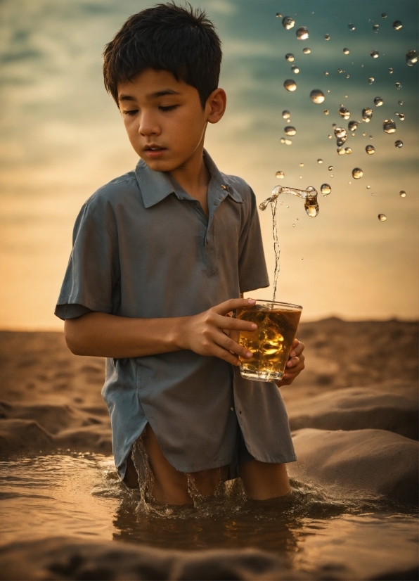 Dalle Edit Image, Water, People In Nature, Flash Photography, Happy, Gesture