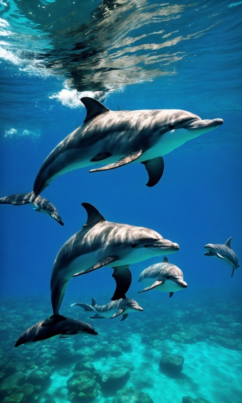 Download Free Wallpaper 4k, Water, Common Dolphins, Vertebrate, Azure, Fin