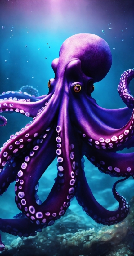 Download High Resolution Wallpaper, Photograph, Marine Invertebrates, Purple, Light, Octopus