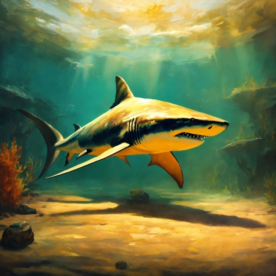 Download Wallpaper 3d Keren, Water, Shark, Fin, Underwater, Fish