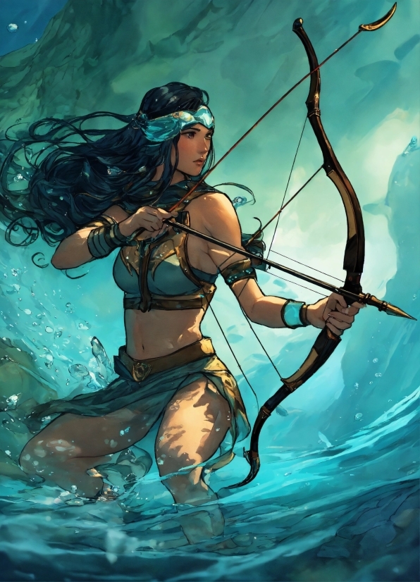 Download Wallpaper Pc Free, Water, Bow, Cartoon, Cg Artwork, Longbow