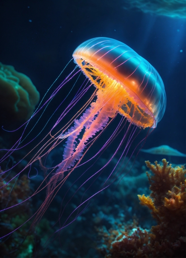 Download Wallpapers Windows 10, Water, Marine Invertebrates, Vertebrate, Bioluminescence, Jellyfish