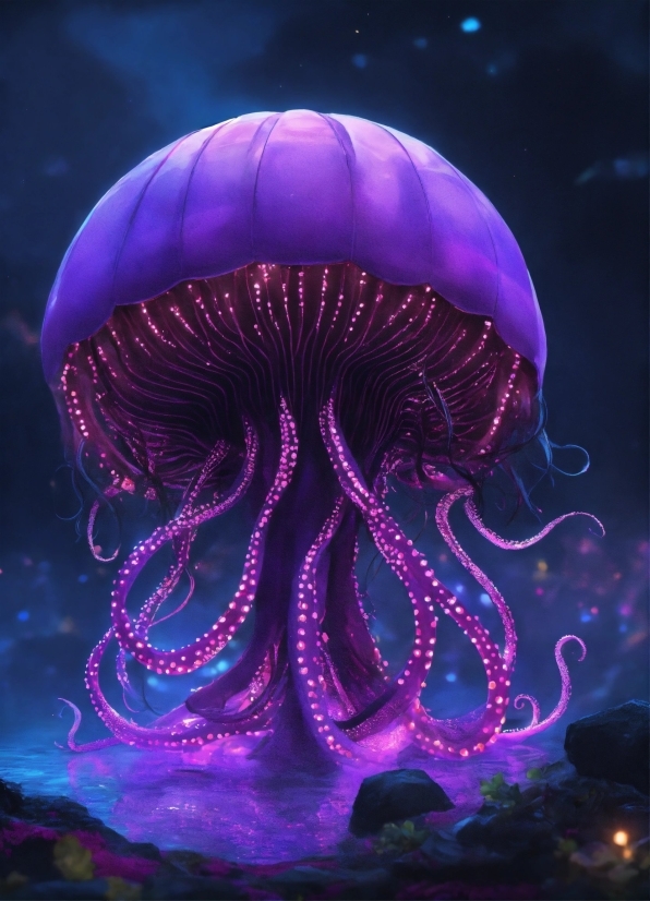 Dual Monitor Different Wallpaper, Marine Invertebrates, Jellyfish, Purple, Bioluminescence, Organism