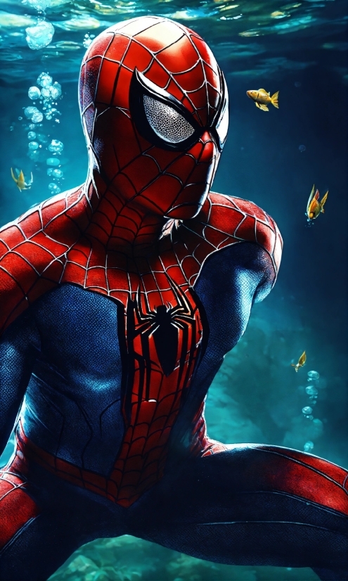 Dual Screen Monitor Wallpaper, Cartoon, Spider-man, Art, Electric Blue, Action Film