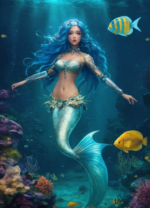 Fantasy Hd Wallpaper, Azure, Organism, People In Nature, Art, Underwater