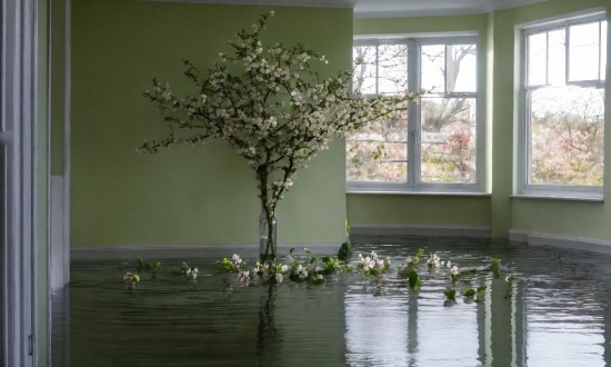 Flower, Water, Window, Plant, Branch, Wood