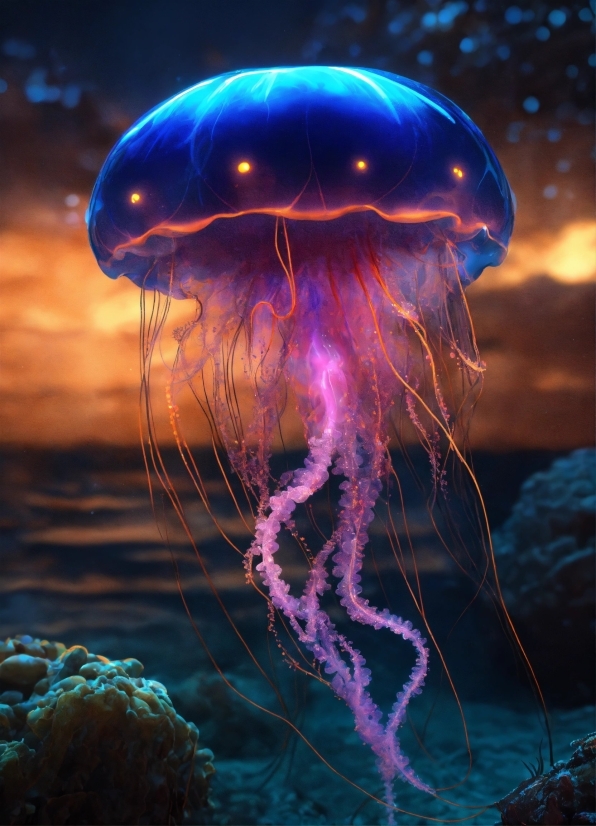 Free Aesthetic Wallpaper, Water, Jellyfish, Marine Invertebrates, Light, Bioluminescence