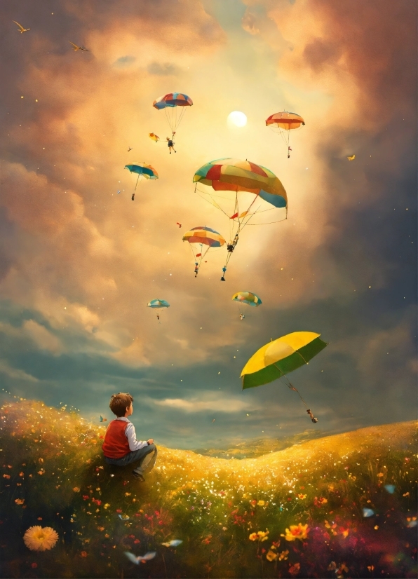 Free Brochure Templates, Sky, Light, Parachute, Cloud, People In Nature