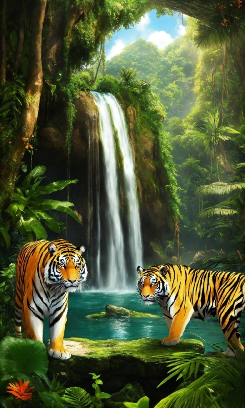 Free Chroma Key Videos, Water, Plant, Bengal Tiger, Siberian Tiger, Vertebrate