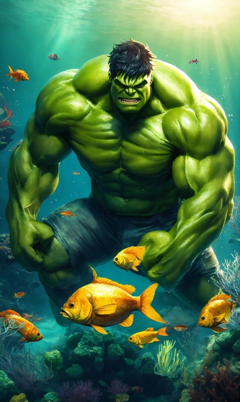 Free February Wallpaper, Hulk, Cartoon, Bodybuilder, Art, Painting