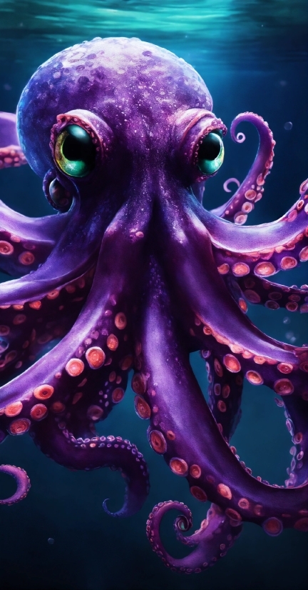 Free Fire Wallpaper Logo, Marine Invertebrates, Octopus, Purple, Giant Pacific Octopus, Cephalopod