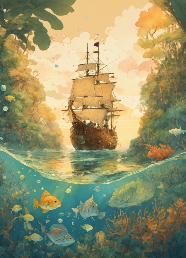 Free Game Wallpapers, Boat, Water, Paint, Plant, Painting