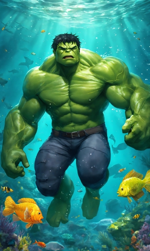 Free Holiday Desktop Wallpaper, Hulk, Muscle, Green, Blue, Cartoon