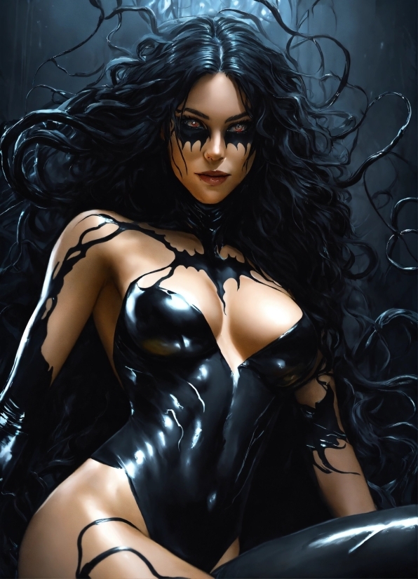 Free Image Ai Generator, Latex Clothing, Latex, Flash Photography, Thigh, Black Hair