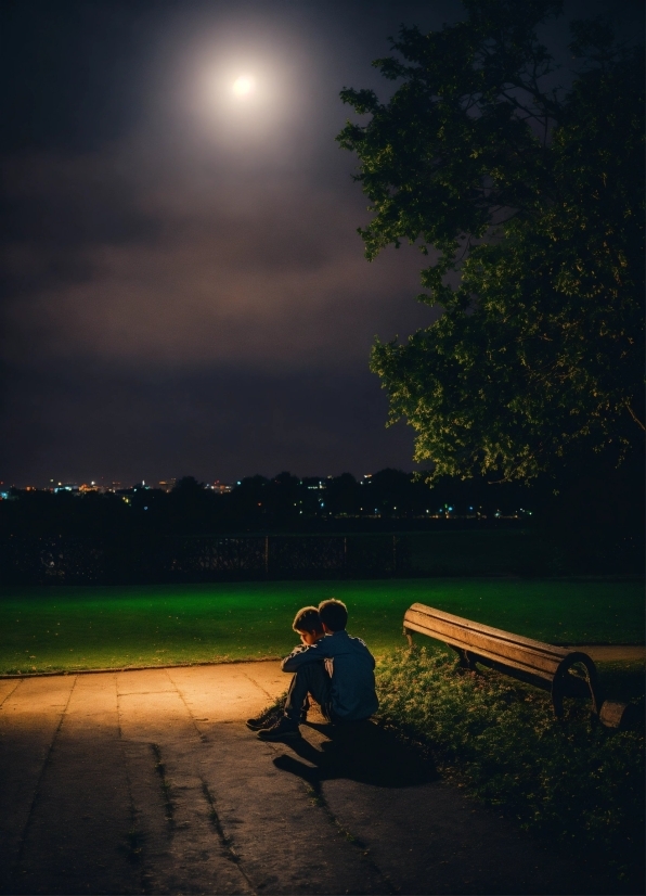 Free Stock Photos, Sky, Atmosphere, Moon, Light, Outdoor Bench