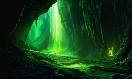 Free Virtual Studio Set Tv Background Hd, Green, Nature, Natural Landscape, Cave, Body Of Water