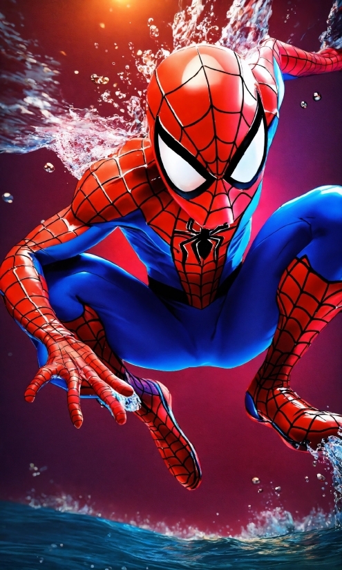 Full Wallpaper Download, Cartoon, Art, Spider-man, Red, Electric Blue