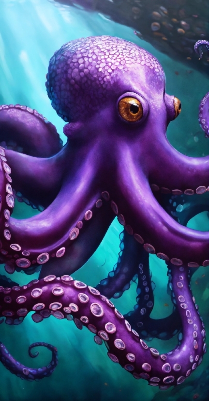 Game Wallpaper Download, Photograph, Octopus, Marine Invertebrates, Purple, Blue