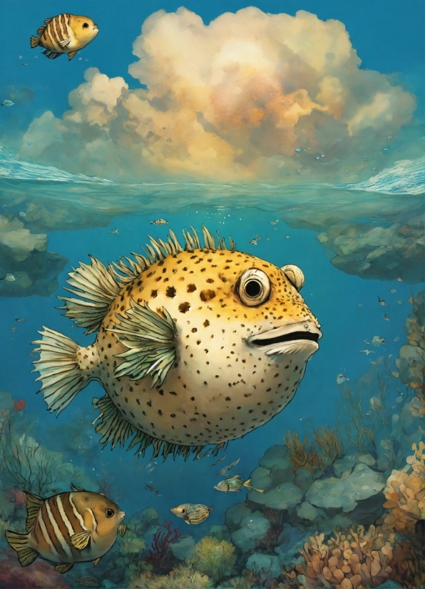 Graffiti Wallpapers 4k, Water, Blowfish, Cloud, Vertebrate, Nature