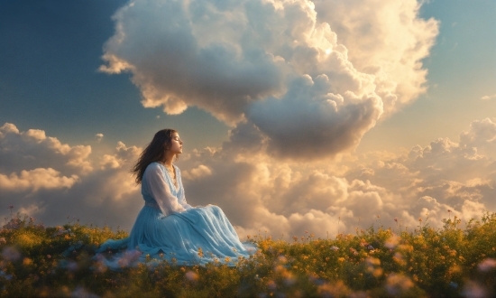 Hair, Cloud, Sky, Hand, Plant, Hairstyle