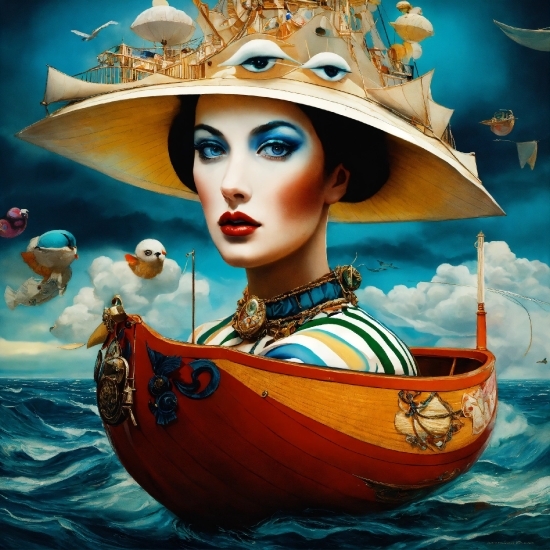 Hd Images Download, Water, Boat, Hat, Art, Painting