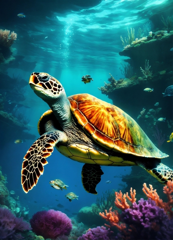 Hd Wallpaper Download For Mobile Screen, Water, Nature, Natural Environment, Hawksbill Sea Turtle, Organism