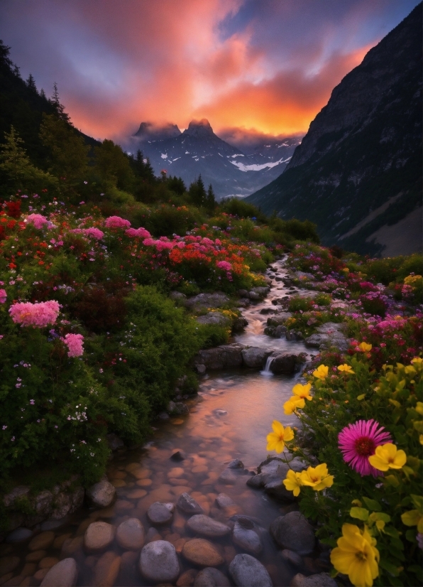 Hd Wallpaper Video Download, Flower, Plant, Cloud, Water, Mountain