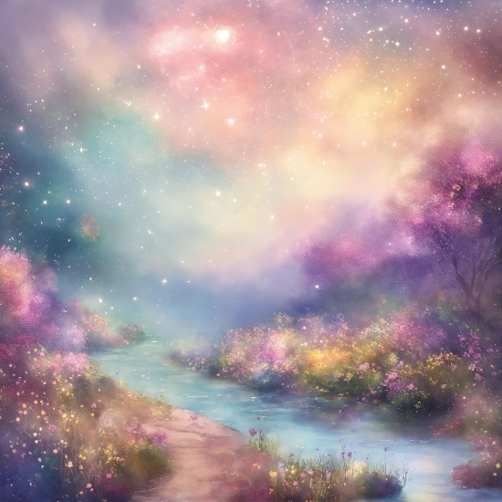 Healthcare Illustrations, Atmosphere, Nebula, Purple, Paint, Natural Landscape