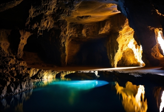 Interior Design Stock Photos, Water, Light, Underground Lake, Lighting, Cave