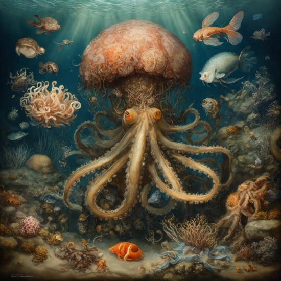 Island Clipart, Marine Invertebrates, Vertebrate, Organism, Jellyfish, Cephalopod