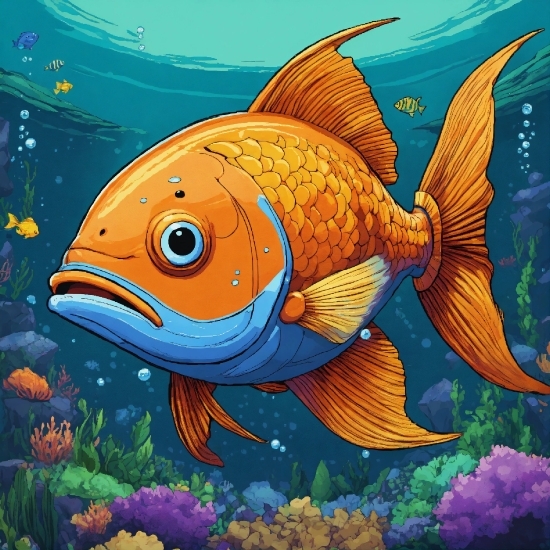 Isometric Illustration Free Download, Organism, Underwater, Fin, Fish, Painting