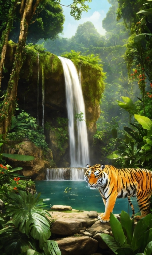 Kaleidoscope Stock Video, Water, Plant, Bengal Tiger, Siberian Tiger, Green