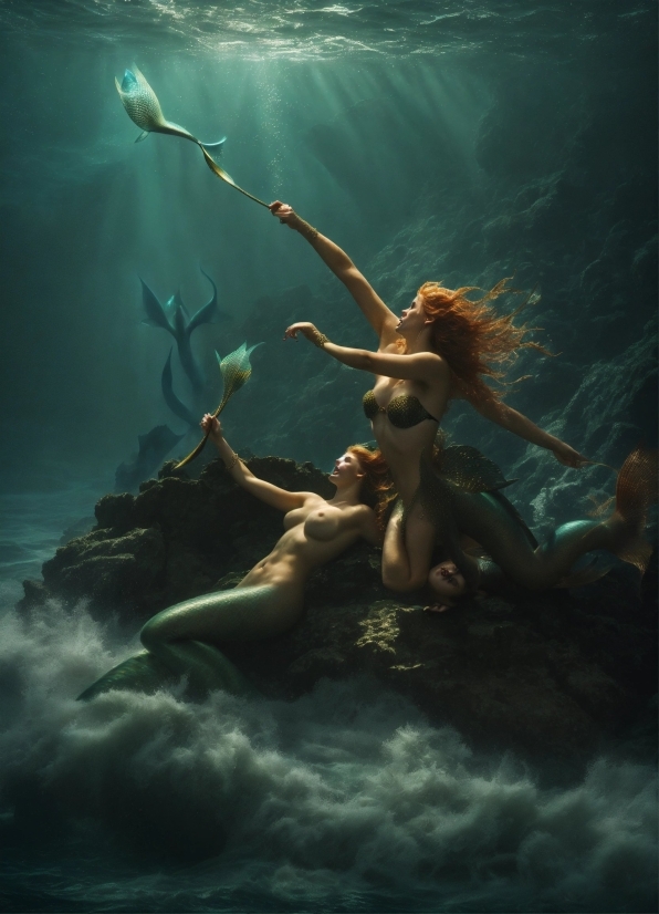 Light Blue Background Hd, Water, Underwater, Art, People In Nature, Cg Artwork