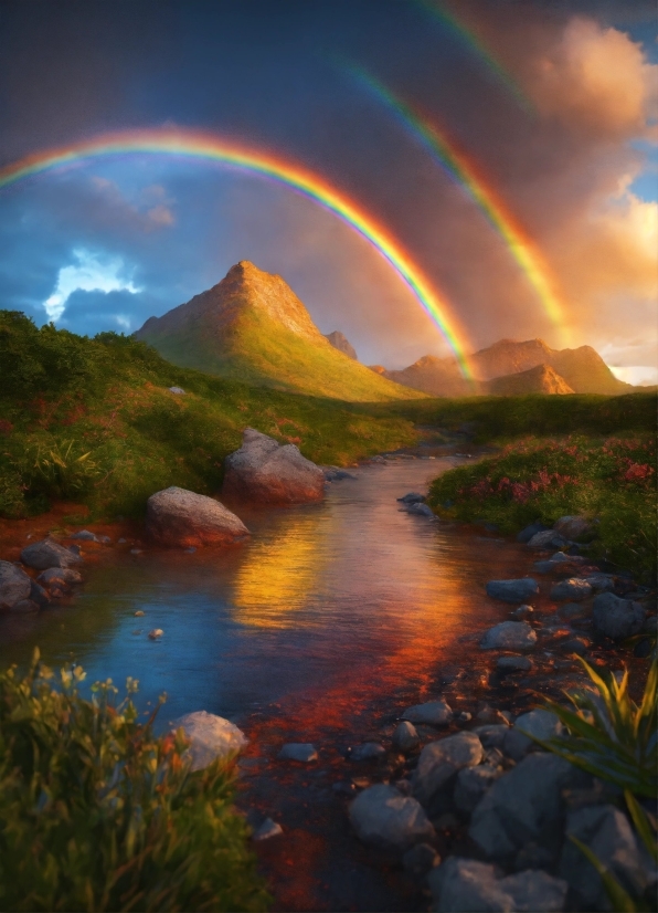 Lighting Video Background Free Download, Rainbow, Sky, Cloud, Water, Plant