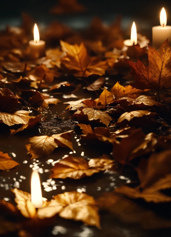 Royalty Free Visuals, Candle, Light, Leaf, Amber, Lighting