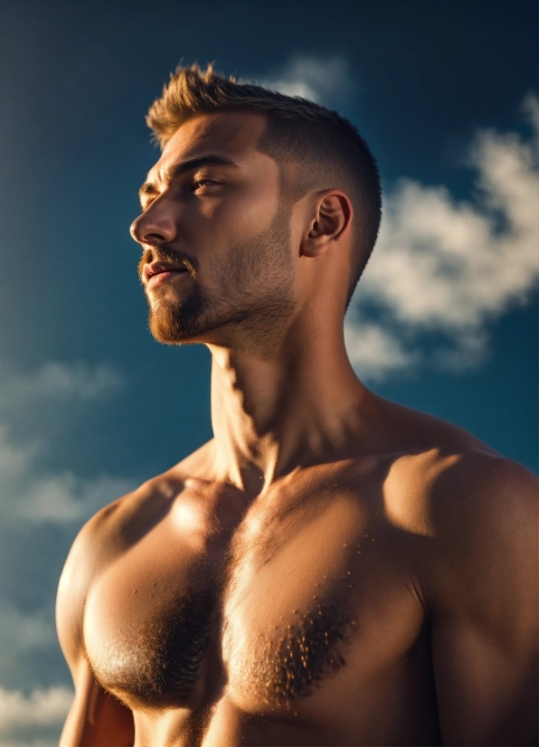 Simple Background Wallpaper, Chin, Cloud, Sky, Muscle, Neck