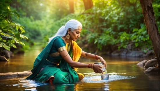 Stable Diffusion Free Online, Water, People In Nature, Happy, Plant, Bank