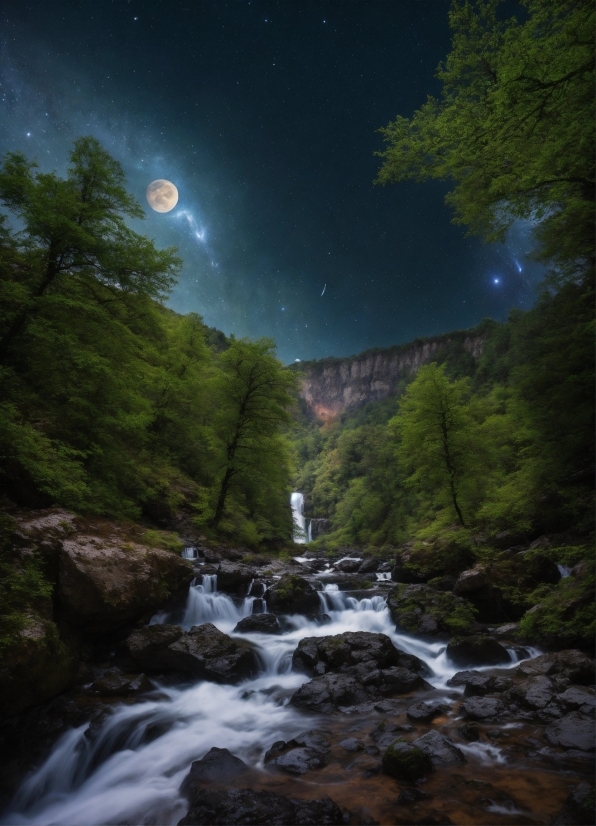 Stable Diffusion Text, Water, Sky, Plant, Natural Landscape, Mountain