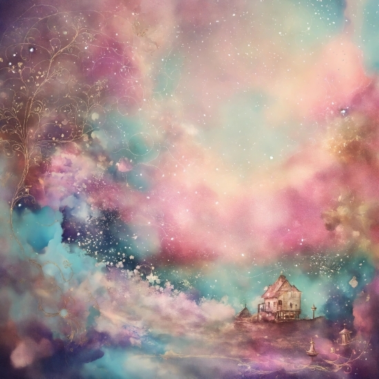 Starry Sky Wallpaper, Atmosphere, Purple, Pink, Natural Landscape, Art