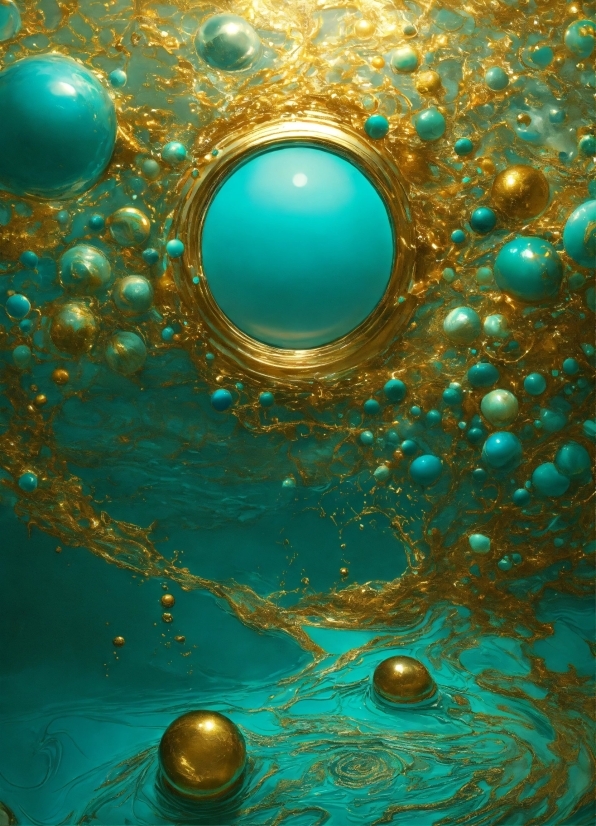 Synthetic Ai Video, Liquid, Blue, Light, Green, Nature