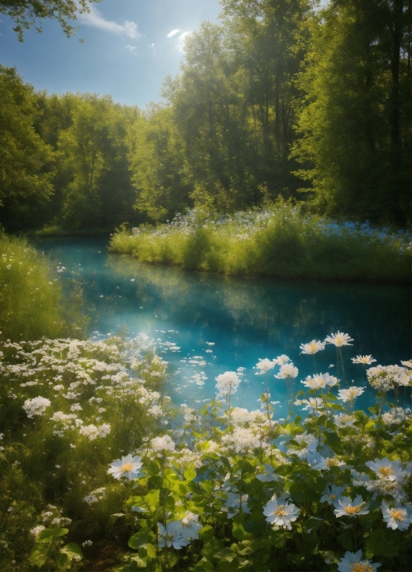 Unblur Ai Online, Water, Flower, Plant, Sky, Cloud